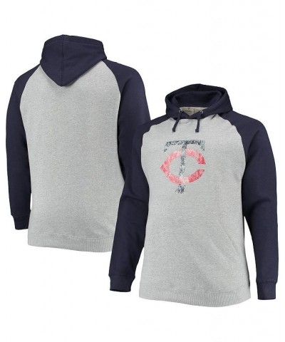 Men's Branded Heather Gray, Navy Minnesota Twins Big and Tall Raglan Pullover Hoodie $37.79 Sweatshirt