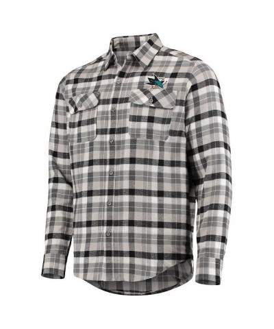 Men's Black, Gray San Jose Sharks Ease Plaid Button-Up Long Sleeve Shirt $37.79 Shirts