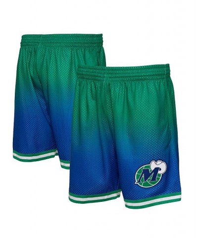 Men's Green and Navy Dallas Mavericks 1998/99 Hardwood Classics Fadeaway Reload 3.0 Swingman Shorts $32.90 Shorts