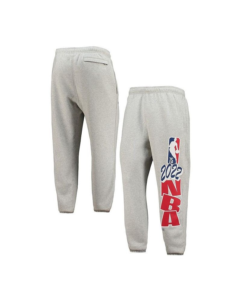 Men's Heathered Gray NBA Team 31 75th Anniversary Courtside Fleece Jogger Pants $50.60 Pants