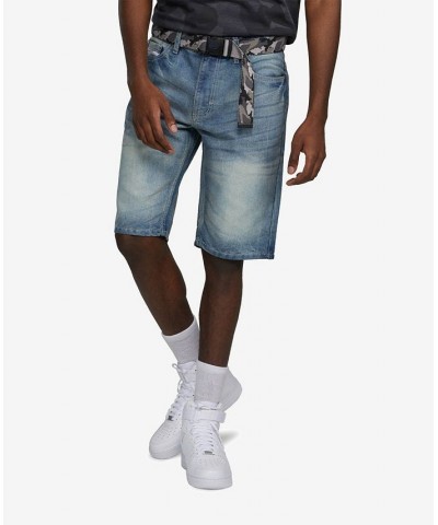 Men's Feeling Fresh Denim Shorts with Adjustable Belt, 2 Piece Set Blue 2 $36.04 Shorts