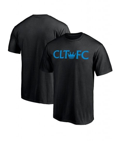 Men's Branded Black Charlotte FC Secondary Logo T-shirt $17.48 T-Shirts