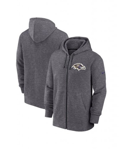 Men's Heather Charcoal Baltimore Ravens Historic Lifestyle Full-Zip Hoodie $38.00 Sweatshirt