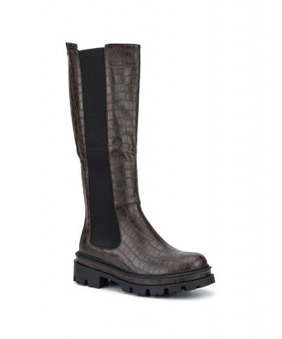 Women's Madina Tall Boot Brown $35.68 Shoes
