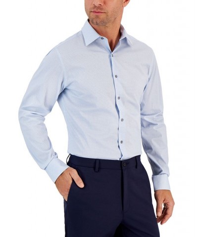 Men's Slim Fit 2-Way Stretch Stain Resistant Geometric Print Dress Shirt White $17.94 Dress Shirts