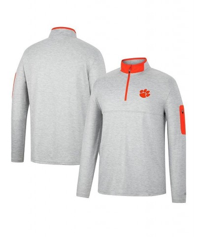 Men's Heathered Gray, Orange Clemson Tigers Country Club Windshirt Quarter-Zip Jacket $25.20 Sweatshirt