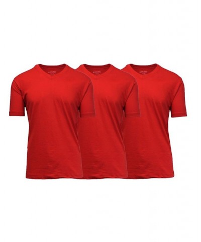 Men's Short Sleeve V-Neck T-shirt, Pack of 3 Red $23.20 T-Shirts