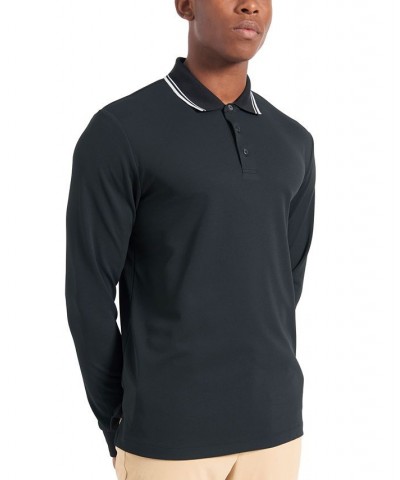 Men's 360 Motion Pique Long-Sleeve Polo Black $52.47 Shirts