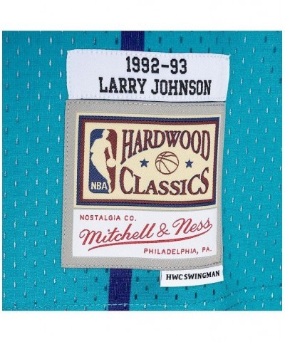 Men's Larry Johnson Teal, Purple Charlotte Hornets Hardwood Classics 1992-93 Split Swingman Jersey $46.62 Jersey