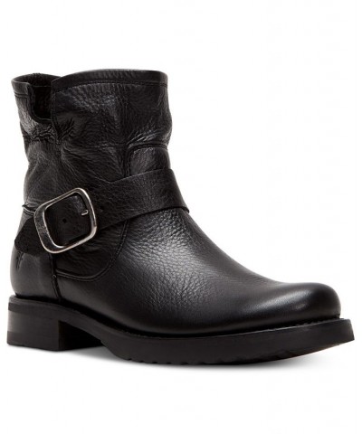 Women's Veronica Leather Booties Black $112.32 Shoes