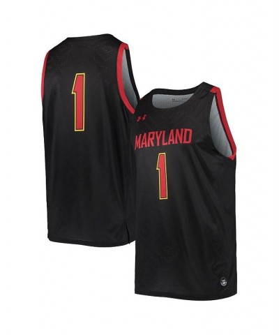 Men's Number 1 Black Maryland Terrapins College Replica Basketball Jersey $34.65 Jersey