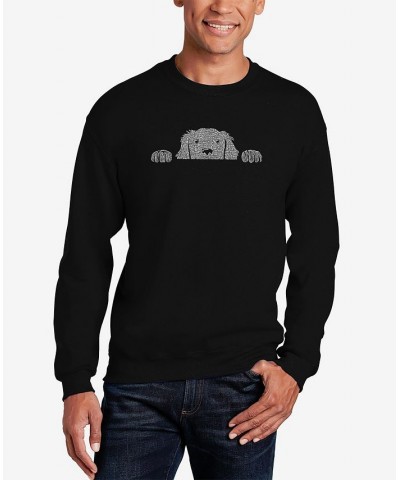 Men's Peeking Dog Word Art Crew Neck Sweatshirt Black $20.00 Sweatshirt
