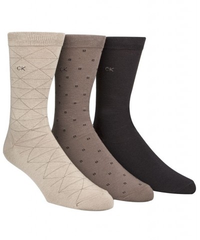 Men's Socks, Fashion Geometric Crew 3 Pack Tan/Beige $10.61 Socks