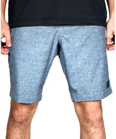 Men's Heather Print Gurkha Flat Front Shorts Blue $32.25 Shorts