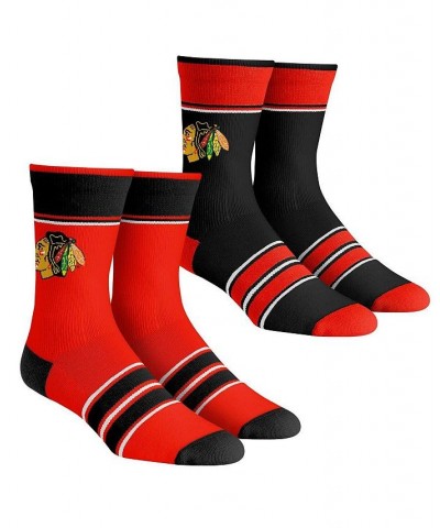 Men's and Women's Socks Chicago Blackhawks Multi-Stripe 2-Pack Team Crew Sock Set $14.35 Socks