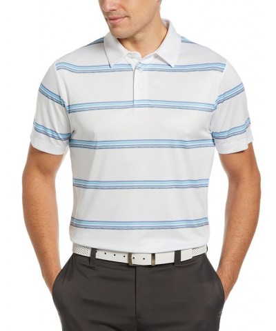 Men's Allover Space Dye Stripe Short Sleeve Golf Polo Shirt White $20.46 Polo Shirts