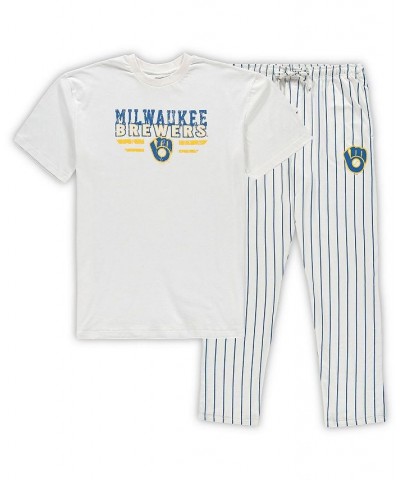 Men's White, Royal Milwaukee Brewers Big and Tall Pinstripe Sleep Set $30.10 Pajama