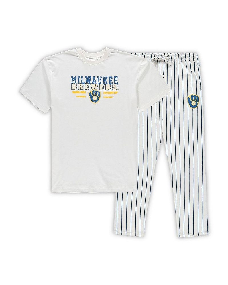 Men's White, Royal Milwaukee Brewers Big and Tall Pinstripe Sleep Set $30.10 Pajama