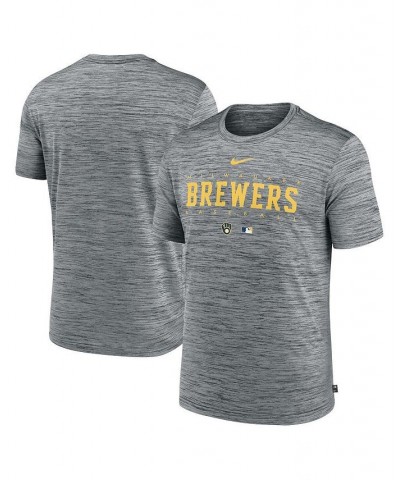 Men's Heather Gray Milwaukee Brewers Authentic Collection Velocity Performance Practice T-shirt $28.99 T-Shirts