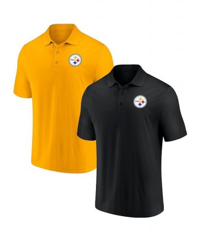 Men's Branded Black and Gold Pittsburgh Steelers Home and Away 2-Pack Polo Shirt Set $34.40 Polo Shirts
