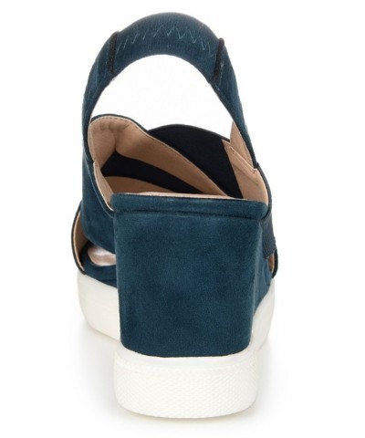 Women's Ronnie Wedge Sandals Blue $50.99 Shoes