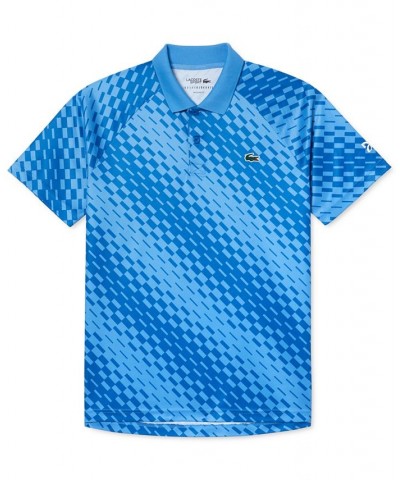 x Novak Djokovic Men's Geometric Print Tennis Polo Blue $57.20 Polo Shirts