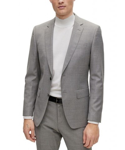 BOSS Men's Slim-Fit Suit in Patterned Stretch Wool Silver $362.25 Suits