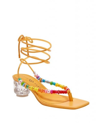 Women's The Cubie Bead Lace Up Sandals Yellow $38.08 Shoes