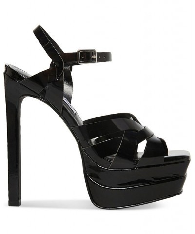 Women's Flirt Strappy Platform Dress Sandals Black $47.60 Shoes