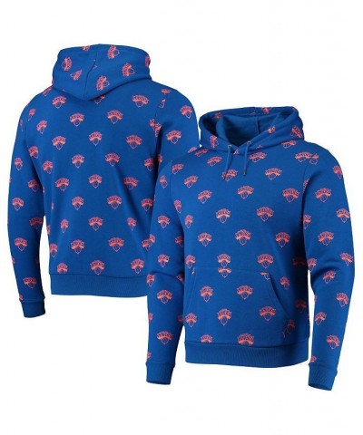 Men's and Women's Blue New York Knicks Allover Logo Pullover Hoodie $30.80 Sweatshirt