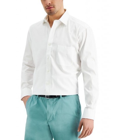 Men's Regular Fit Cotton Spread Collar Pinpoint Dress Shirt White $22.00 Dress Shirts
