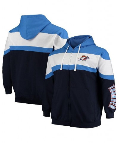 Men's Blue, Navy Oklahoma City Thunder Color Block Wordmark Logo Big and Tall Full-Zip Hoodie $31.61 Sweatshirt