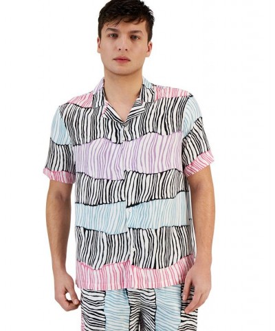 Men's Synest Printed Short Sleeve Button-Front Camp Shirt Black $34.40 Shirts