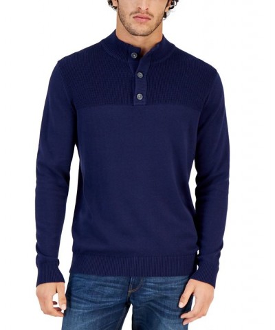 Men's Button Mock Neck Sweater PD06 $16.39 Sweaters