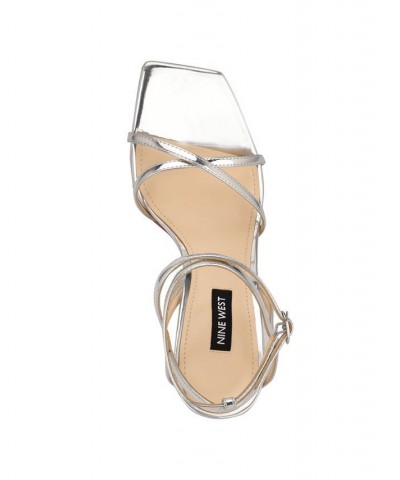 Women's Tidle Ankle Strap Dress Sandals Silver $47.50 Shoes