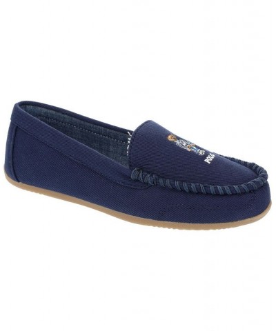Women's American Bear Moccasin Slipper Blue $41.65 Shoes