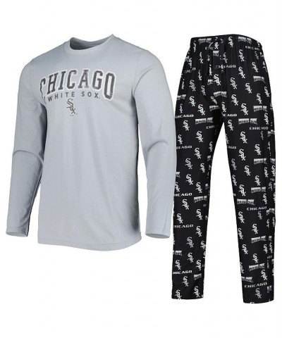 Men's Black, Gray Chicago White Sox Breakthrough Long Sleeve Top and Pants Sleep Set $42.39 Pajama