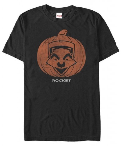 Marvel Men's Guardians of the Galaxy Rocket Pumpkin Face Short Sleeve T-Shirt Black $18.19 T-Shirts