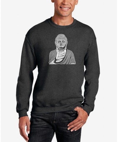 Men's Buddha Word Art Crew Neck Sweatshirt Gray $27.49 Sweatshirt