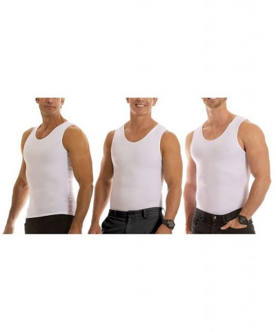 Insta Slim Men's 3 Pack Compression Muscle Tank T-Shirts White $61.54 Undershirt