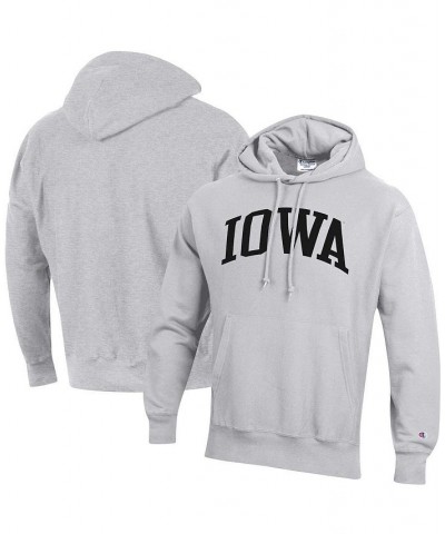 Men's Heathered Gray Iowa Hawkeyes Team Arch Reverse Weave Pullover Hoodie $49.39 Sweatshirt