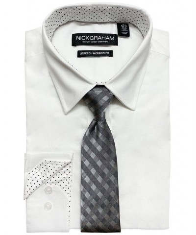 Men's Modern-Fit Stretch Dress Shirt & Tonal Plaid Tie Set White $22.32 Dress Shirts