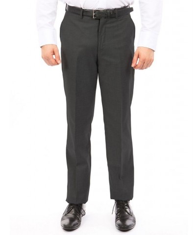 Men's Slim-Fit Flat Front Stretch Dress Pants Gray $21.62 Pants
