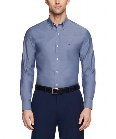 Men's TH Flex Slim Fit Wrinkle Free Stretch Pinpoint Oxford Dress Shirt PD02 $24.68 Dress Shirts