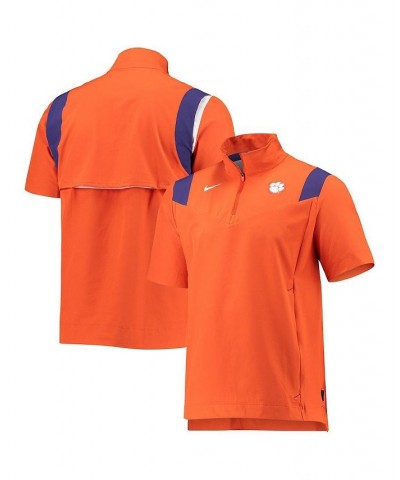 Men's Orange Clemson Tigers 2021 Coaches Short Sleeve Quarter-Zip Jacket $32.23 Jackets