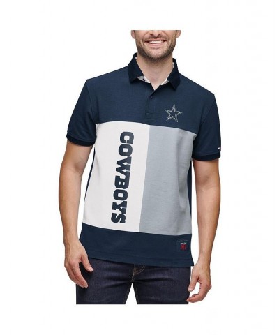 Men's Navy and Gray Dallas Cowboys Color Block Polo $30.38 Polo Shirts