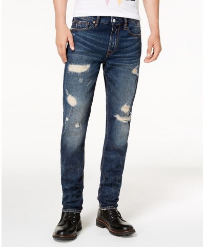 Men’s Slim Tapered Fit Destroyed Jeans Blue $44.84 Jeans