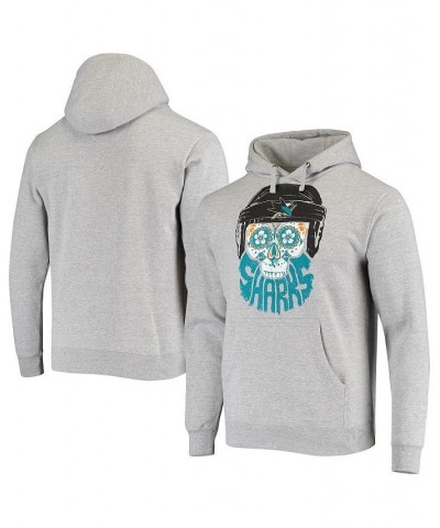 Men's Branded Heathered Gray San Jose Sharks Skull Beard Pullover Hoodie $33.63 Sweatshirt