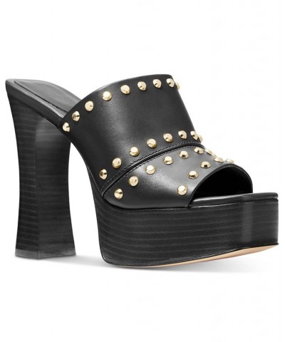 Women's Jagger Studded Platform Mule Sandals Black $77.55 Shoes