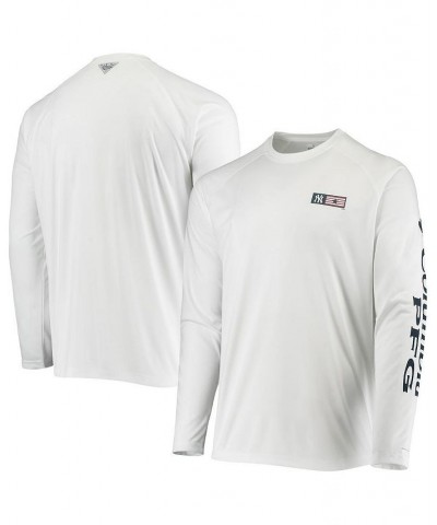 Men's White New York Yankees Americana Terminal Tackle Omni-Shade Raglan Long Sleeve T-shirt $32.20 T-Shirts